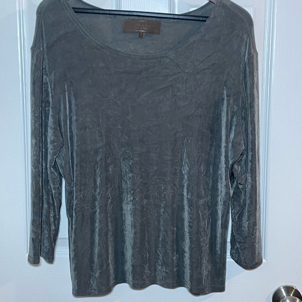 Double D Ranch Women’s Charcoal Stretch Long Sleeve Top Size L Made USA